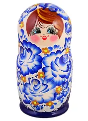 Матрешка 5 в 1 большая (Гжель, Эскиз 15) (М05160415)