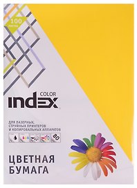 Бумага тонированная А4, 100 листов, 80г/м2, ярко-желтая, «Index Color», Index