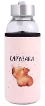 Бутылка в чехле велюр Капибара с бабочкой (стекло) (300мл) (12-07229-CPBR-8) Bookvalno