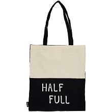 Сумка-шоппер Half full (бежевая/черная,) текстиль 40см.*32см.
