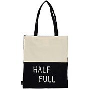 Сумка-шоппер Half full (бежевая/черная,) текстиль 40см.*32см.
