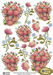 Декупажная карта переводная Старинные пионы (D-026) (упаковка)