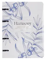 Тетрадь 80л кл. "Harmony", ветка на айвори, на кольцах, мел.картон, микротекстурирование, ламинация, тиснение золотой фольгой