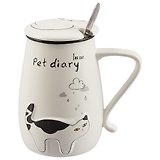 Кружка с крышкой и ложкой Pet diary (Котики) (керамика) (450мл) (12-06604-C354)