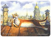 Сувенир, Магнит Коты В.Румянцева: «Мечтатель» р22_21
