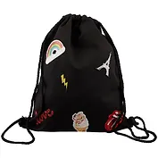 Мешок для сменной обуви «Black» с нашивками