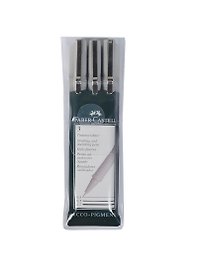 Ручки капиллярные черные 3шт (0.3, 0.5, 0.7мм) "ECCO PIGMENT", пластм. пенал, Faber-Castell