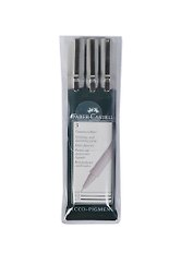 Ручки капиллярные черные 3шт (0.3, 0.5, 0.7мм) "ECCO PIGMENT", пластм. пенал, Faber-Castell