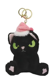 Брелок Котенок в новогоднем колпаке (черный) (плюш) (15см) (15-3307019599-5)