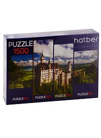 Набор пазлов «Замок в горах» 250+500+500+250 элементов, Premium, Hatber