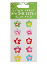 Декоративные элементы из акрила Набор №5 «Цветочки», Hobby Time, 10 штук
