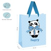 Пакет А4 32*26*12 "PandaGift_Blue" дет., бум.мат.ламинат - 1