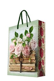 Пакет А3 45,7*33*10 "Книги и розы" жен., бум.мат.ламинат