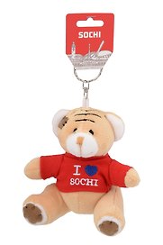 Брелок-мягкая игрушка Мишка-I love Sochi, красная футболка (Сочи) (MF-ILSH-R)