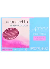 Бумага для акварели Artistico Traditional White 25л 12x18см, 300г/м2, мелкое зерно, склейка по 4 сторонам, FABRIANO