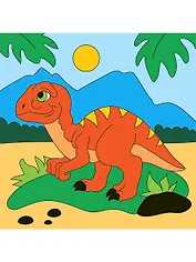 Набор для творчества, Рыжий Кот Холст с красками 15*15см по номерам Динозаврик ХК-0398