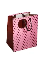 Пакет подарочный бумажный А5 18*23*10 "Горошек", розовый, мат. ламинат, Хансибэг