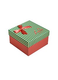 Коробка подарочная 9*9*5,5см, декор. бант, полоска, розовая, картон, Хансибэг