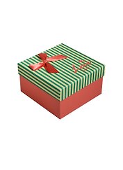 Коробка подарочная 9*9*5,5см, декор. бант, полоска, розовая, картон, Хансибэг