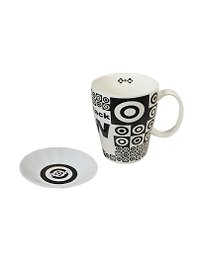 Набор кружкка с блюдцем Black&White (350мл) (8523 B&W) (11 см) (фарфор) GiftLand