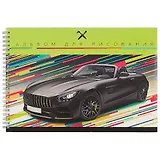 Альбом для рисования BG, Glitch car гребень, А4, 48 листов, на гребне, в ассортименте