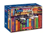 Пазл 500 элементов "Кот на книжных полках"+Постер+Клей с дозатором 85г+шпатель 48х33 см