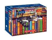 Пазл 500 элементов "Кот на книжных полках"+Постер+Клей с дозатором 85г+шпатель 48х33 см