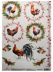 Декупажная карта Петухи (миниатюры) 21*30см