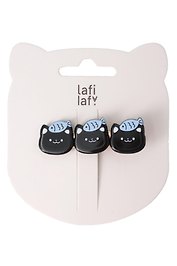 Заколка Котики с рыбкой черные (пластик) (5см) (12-Ava-7) (Lafilaf)
