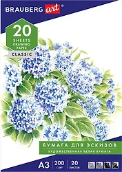 Папка для рисования А3 20л 200 г/м2, BRAUBERG