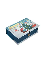Шкатулка-книга с пуговицей картон Снеговики с елочкой M (20х14х6) (39252)