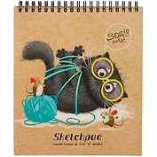 Скетчбук 168*195 40л "Глупый кот" крафт бумага 80г/м2, карт.обл., тв.подложка, гребень