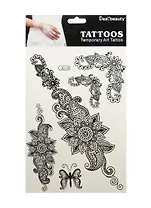 Временное ТАТУ черного цвета (ТА004) (J014) (1 лист) (Dea beauty) (упаковка)