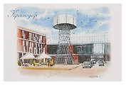 Открытка "Краснодар акварель Сетчатая водонапорная башня В. Г. Шухова"