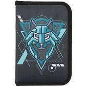 Пенал школьный 1отд. "Волк" 21*14см, молния, откидной клапан - 1