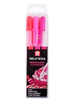 Набор гелевых ручек Moonlight "Конфеты" 3шт. (флуоресцентный, киноварь, маджента розовая), Sakura