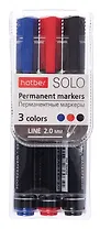 Маркеры перманентные 03цв (черный, синий, красный), 2 мм, Hatber
