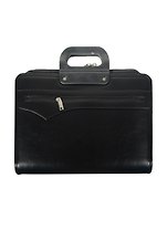 Папка деловая 270*370 кожзам, черная, 2 кармана, карман на молнии, с пласт.ручками, Канцбург