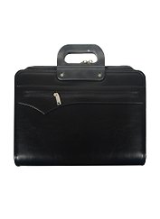 Папка деловая 270*370 кожзам, черная, 2 кармана, карман на молнии, с пласт.ручками, Канцбург