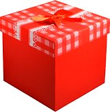 Коробка подарочная "Бант на красной клетке" 14*14*13см