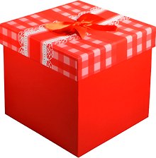 Коробка подарочная "Бант на красной клетке" 14*14*13см