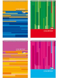 Блокнот А6 80 листов клетка "Color test" картонная обложка, гребень