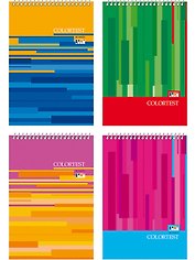 Блокнот А6 80 листов клетка "Color test" картонная обложка, гребень