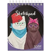 Скетчбук А6 30л "Коты" черн.внутр.блок, 120г/м2, гребень