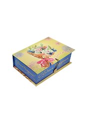 Шкатулка-книга с пуговицей картон Букет (22х16х7) (36524)