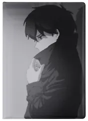 Обложка для паспорта Аниме Синтонимы Персонаж в плаще (ч/б) (Медина Мирай) (ПВХ бокс) (ОП2022-384)