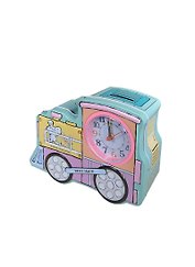 Копилка металлическая часами-будильником Паровозик (S-91)