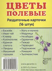 Демонстрационные картинки СУПЕР Цветы полевые.16 раздаточных карточек с текстом (63х87 мм)