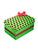Коробка подарочная 22*15*11,5см, декор. бант, горох, зеленая, картон, Хансибэг