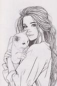 Раскраска. Девушки. Girls & Cats - 1